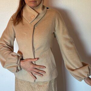 Tomaso Stefanelli Italy Camel Structured Jacket US 8 Quiet Luxury Coat